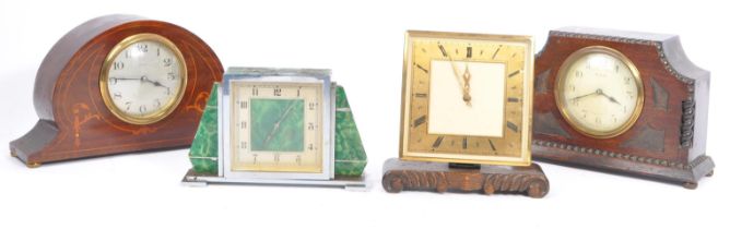 GARRARD DECO CLOCK - TWO FRENCH MANTLE CLOCKS & ANOTHER