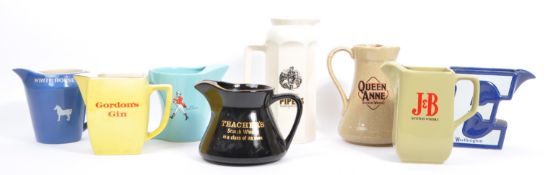 COLLECTION OF RETRO WHISKEY GIN WATER JUGS BY WADE & CARLTON