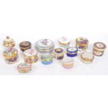 ENAMEL & PORCELAIN LIDDED POTS INCLUDING HALCYON DAYS