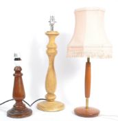 THREE 20TH CENTURY WOODEN TABLE LAMPS