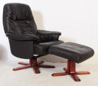CONTEMPORARY LEATHER RECLINING SWIVEL ARMCHAIR