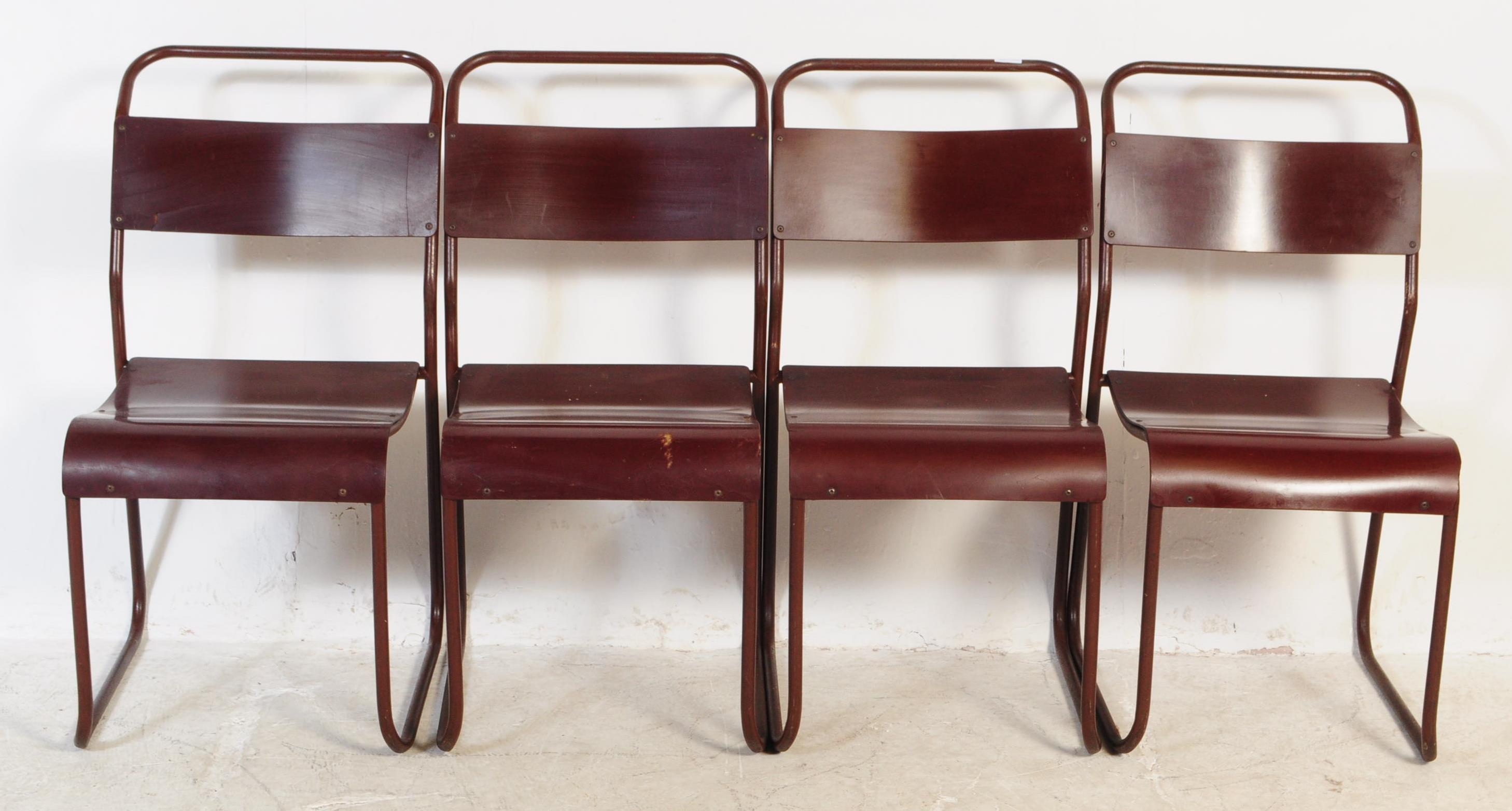 SET OF FOUR DU-AL MID 20TH CENTURY DINING STACKING CHAIRS - Image 2 of 8