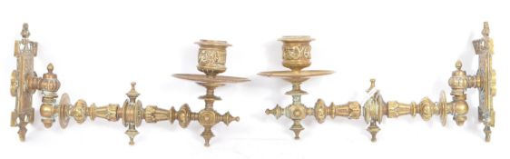 PAIR OF VICTORIAN BRASS WALL / PIANO SCONCES