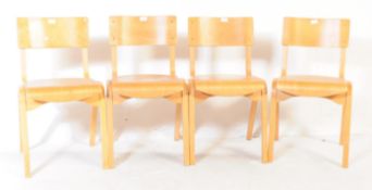SET OF FOUR RETRO MID 20TH CENTURY BENTWOOD STACKING CHAIRS