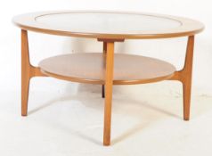 VINTAGE 1970S CIRCULAR GLASS AND TEAK COFFEE TABLE BY SCHREIBER
