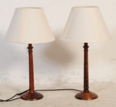 PAIR OF CONTEMPORARY TURNED WOOD DESK LAMPS