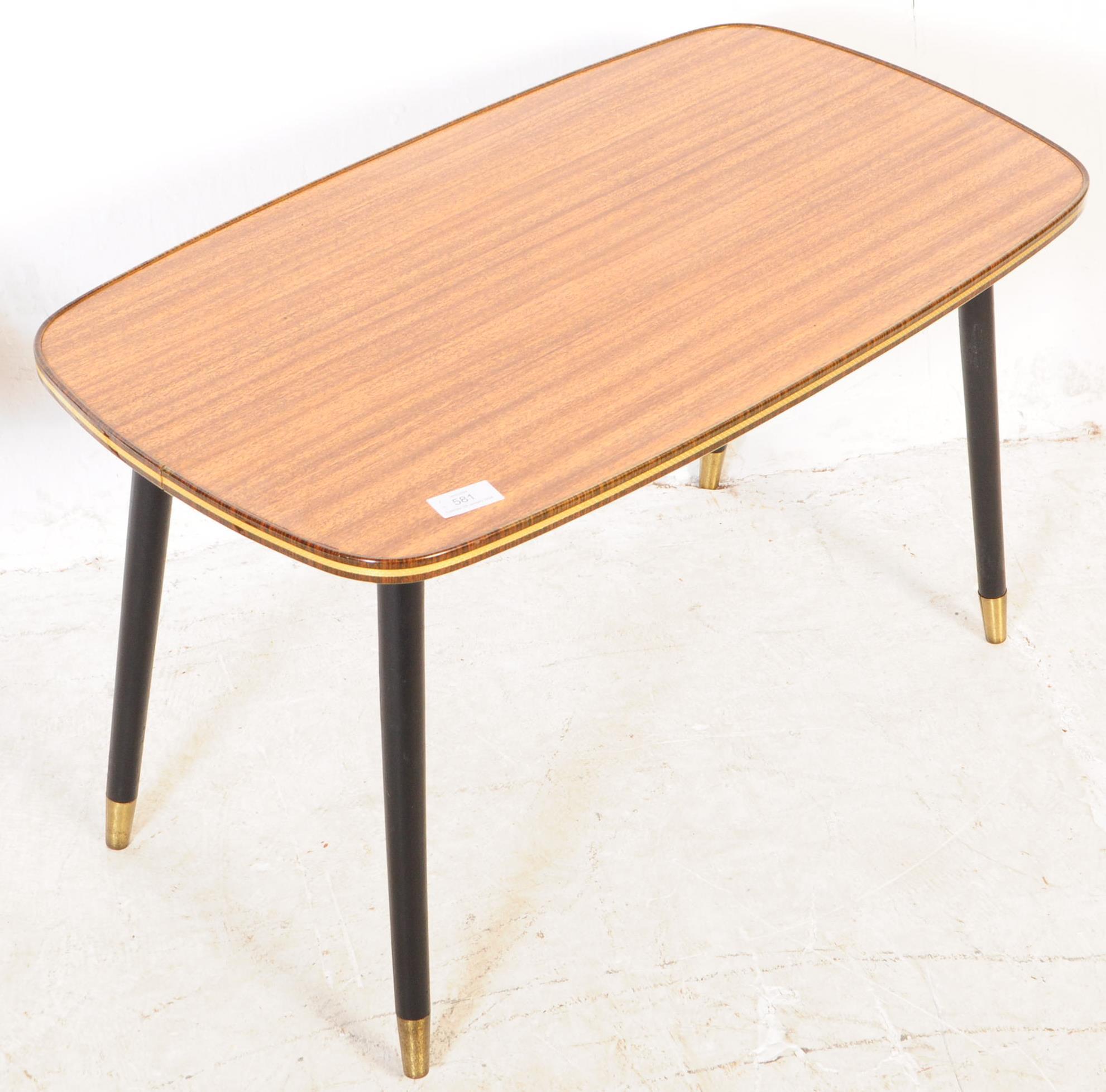 TWO VINTAGE 20TH CENTURY VENEERED COFFEE TABLES - Image 5 of 6