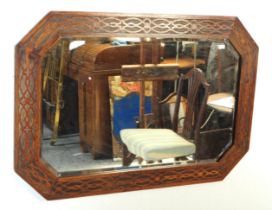 1920S ARTS AND CRAFTS BLIND FRETWORK FRAME WALL MIRROR