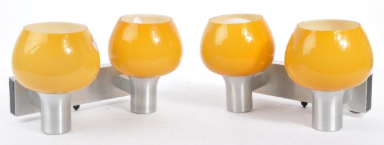 PAIR OF RETRO 1960S MUSTARD YELLOW GLASS WALL LIGHTS