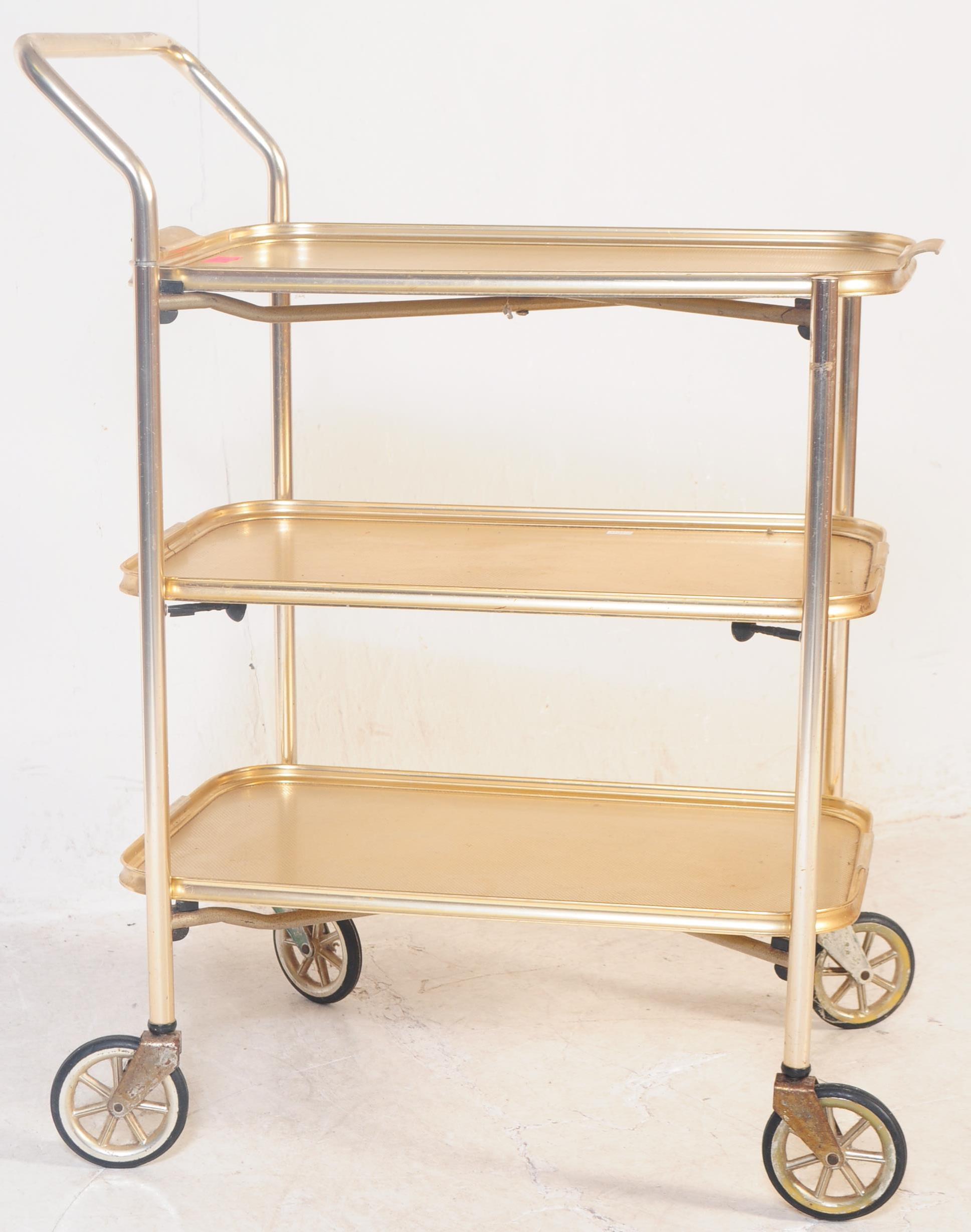 RETRO MID 20TH CENTURY THREE TIER SERVING COCKTAIL TROLLEY