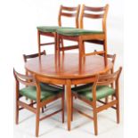 RETRO MID 20TH CENTURY TEAK DINING TABLE WITH SIX CHAIRS