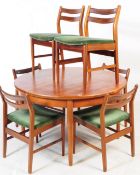 RETRO MID 20TH CENTURY TEAK DINING TABLE WITH SIX CHAIRS