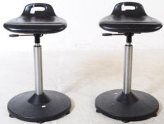 PAIR OF CONTEMPORARY ADJUSTABLE INDUSTRIAL STOOLS