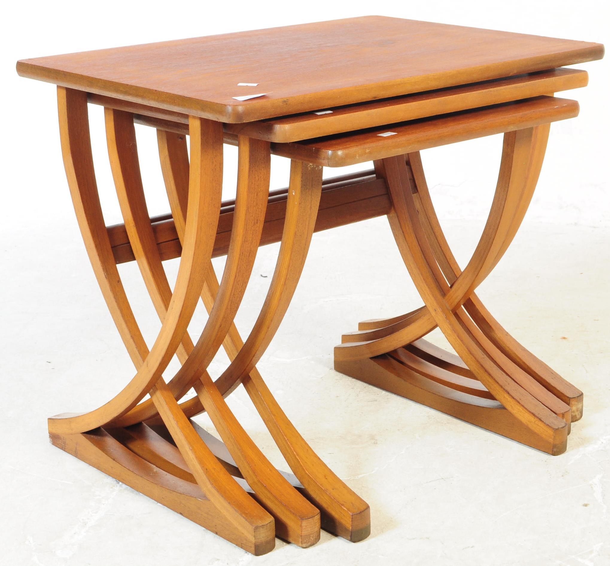 RETRO MID 20TH CENTURY NATHAN CITADEL TEAK NEST OF TABLES - Image 2 of 5