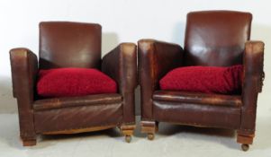 PAIR OF 1930S CHESTERFIELD CLUB LEATHER ARMCHAIRS