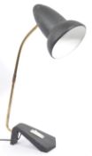 1950S BRASS & EBONISED SWAN NECK STANDARD DESK LAMP LIGHT