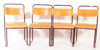 SET OF FOUR VINTAGE 20TH CENTURY SCHOOL STACKING CHAIRS