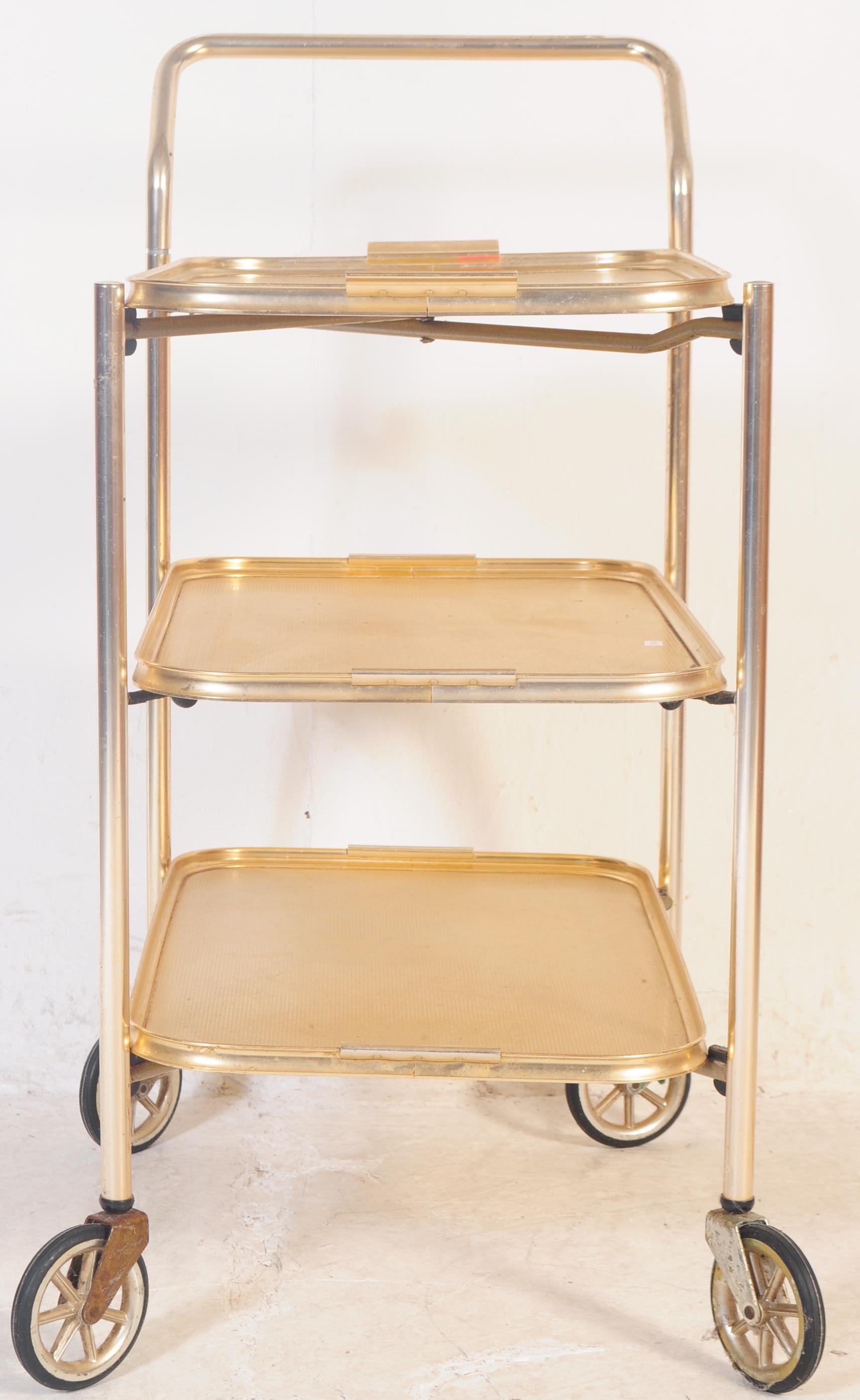 RETRO MID 20TH CENTURY THREE TIER SERVING COCKTAIL TROLLEY - Image 2 of 3