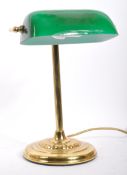 VINTAGE 1920S STYLE BRASS & GLASS BANKERS LAMP