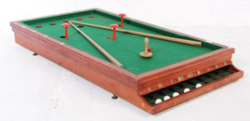 20TH CENTURY OAK FRAME TABLE TOP BILLIARDS GAME