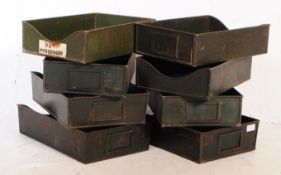 COLLECTION OF MID CENTURY INDUSTRIAL GREEN FILING TRAYS