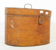 EARLY 20TH CENTURY 1930S BROWN METAL TIN HAT BOX