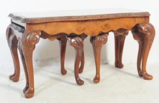 QUEEN ANNE REVIVAL BURR WALNUT NEST OF TABLES
