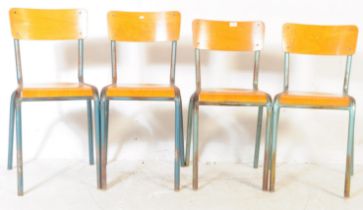 SET OF FOUR VINTAGE 20TH CENTURY STACKING SCHOOL CHAIRS