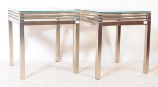 LATE 20TH CENTURY 1980S GLASS & STAINLESS STEEL COFFEE TABLE