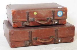 PAIR OF EARLY 20TH CENTURY LEATHERETTE TRAVEL SUITCASES