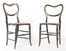 TWO 19TH CENTURY EBONISED MOTHER OF PEARL CHAIRS