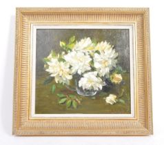 VINTAGE 20TH CENTURY OIL ON BOARD STILL LIFE STUDY FLOWERS