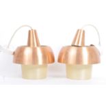 PAIR OF MID 20TH CENTURY BRUSH METAL CEILING LIGHTS