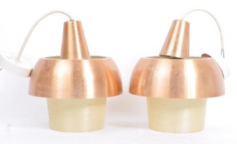 PAIR OF MID 20TH CENTURY BRUSH METAL CEILING LIGHTS