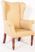 19TH CENTURY GEORGE III MAHOGANY WING BACK ARMCHAIR