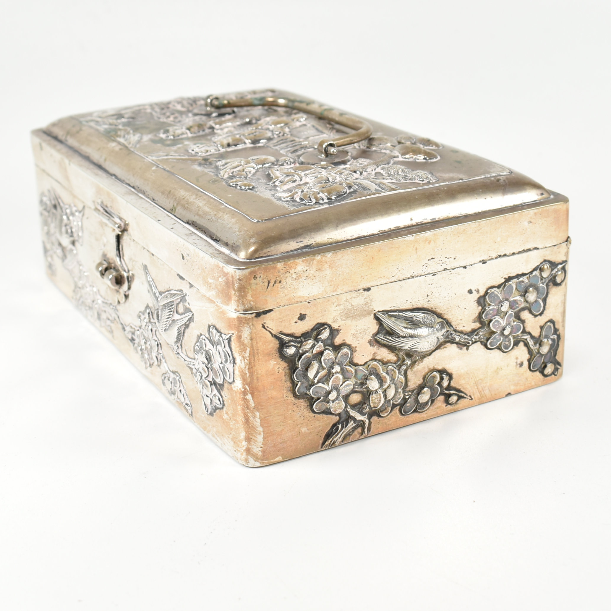 ANTIQUE CHINESE WHITE METAL BOX WING NAM & CO - Image 9 of 15