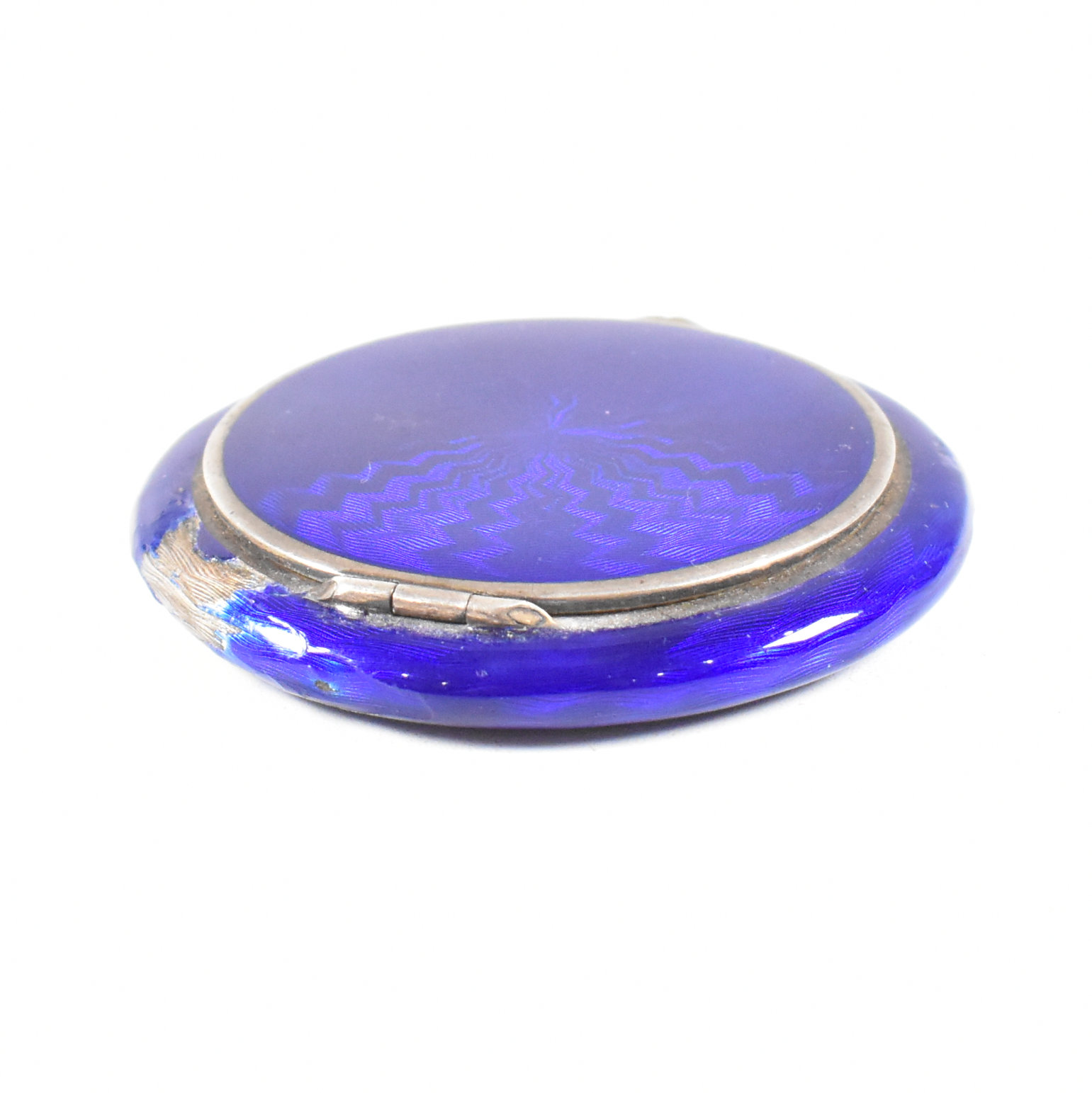 CONTINENTAL 925 SILVER & GUILLOCHE ENAMEL POWDER COMPACT - Image 3 of 8