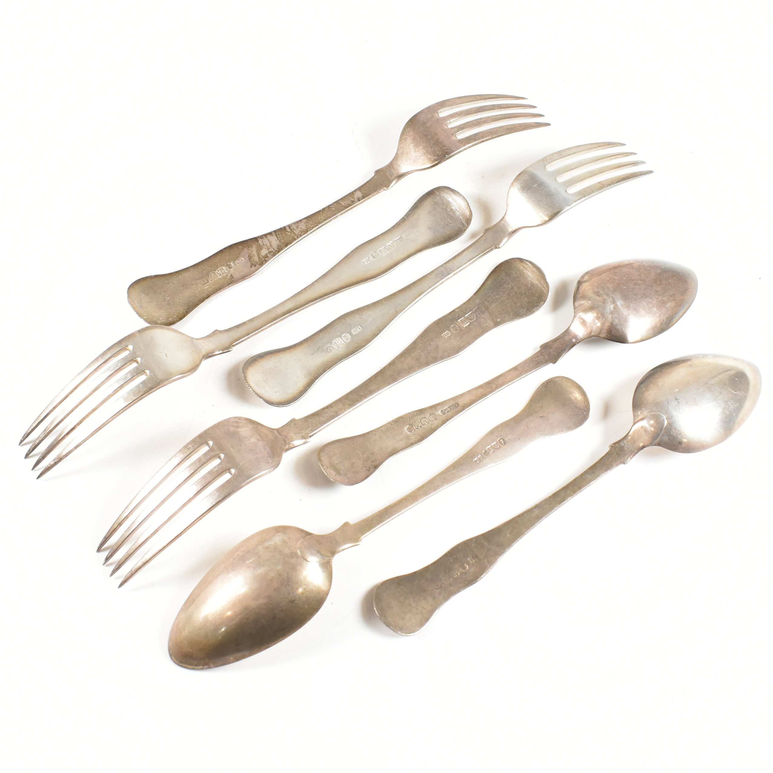 COLLECTION OF GEORGE III & LATER HALLMARKED SILVER FLATWARE - Image 3 of 9