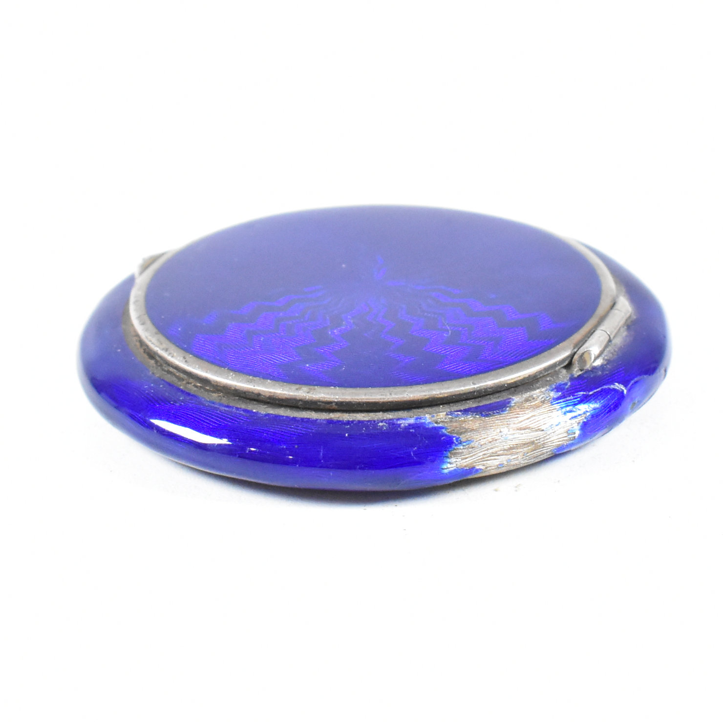 CONTINENTAL 925 SILVER & GUILLOCHE ENAMEL POWDER COMPACT - Image 4 of 8