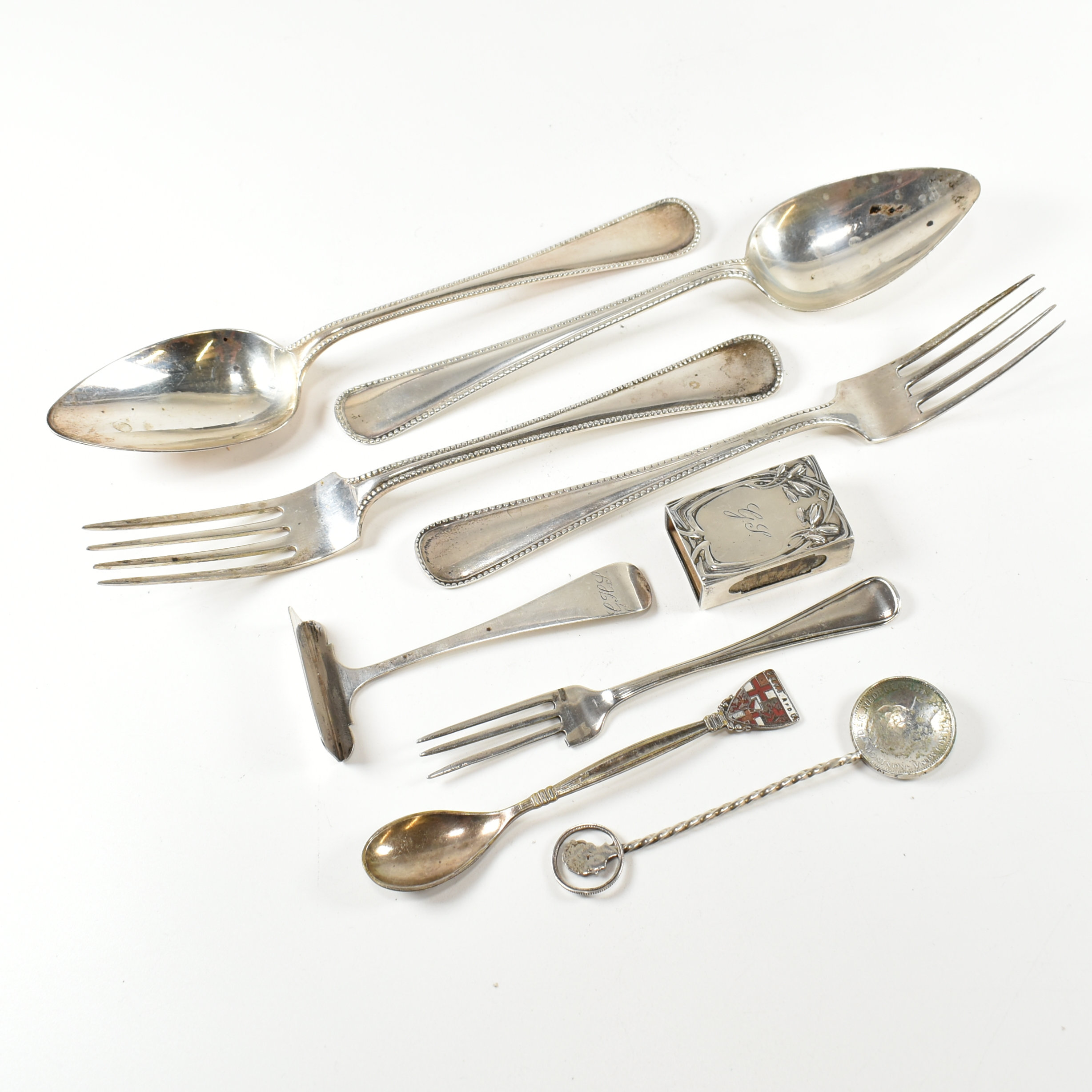 COLLECTION OF DUTCH 835 SILVER & WHITE METAL FLATWARE