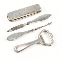 GEORGE V ART DECO HALLMARKED SILVER BOTTLE OPENER & MANICURE SET