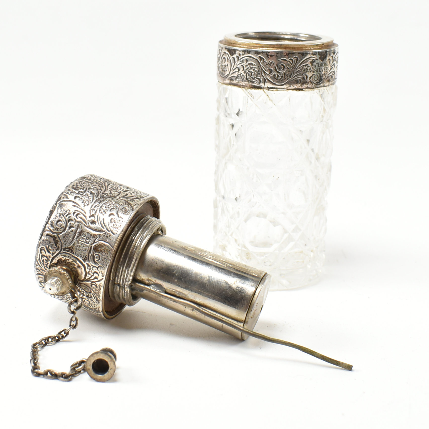 ANTIQUE & LATER CUT GLASS SCENT BOTTLES INCLUDING SILVER MOUNTED - Image 8 of 10
