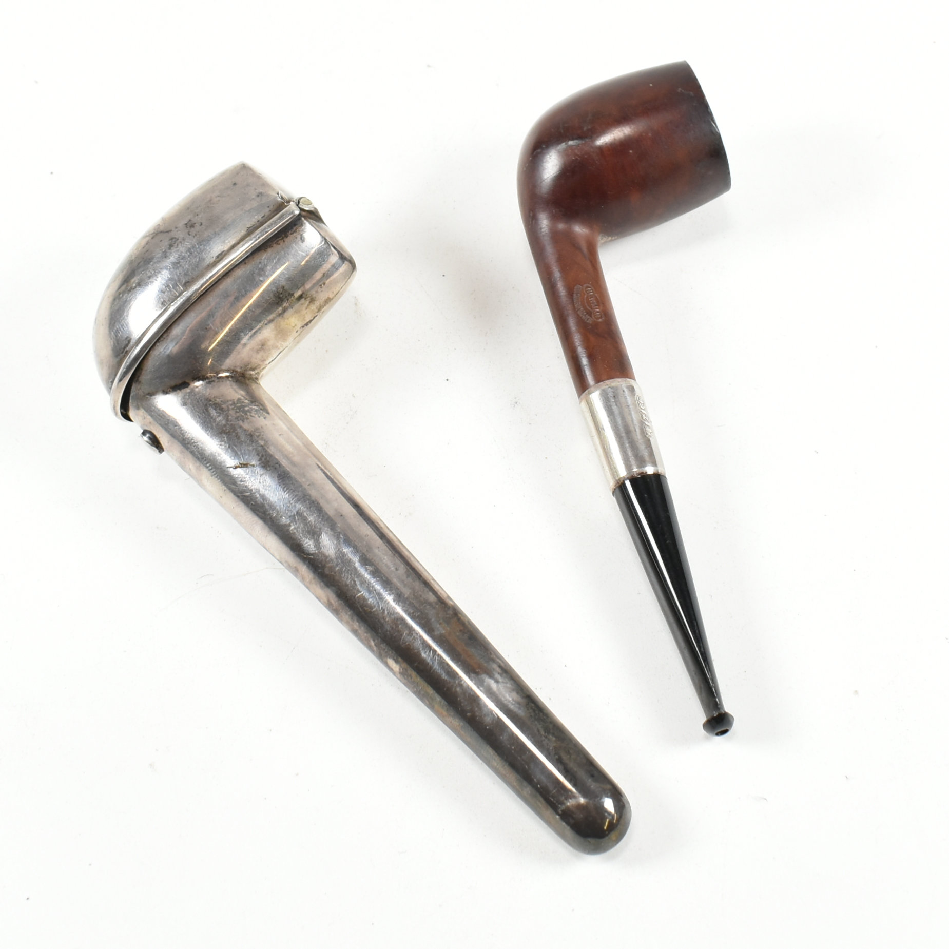 VICTORIAN HALLMARKED SILVER PIPE CASE & SILVER MOUNTED PIPE - Image 3 of 9