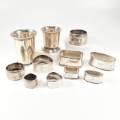 EARLY 20TH CENTURY DUTCH 835 SILVER BEAKERS & OTHER NAPKIN RINGS