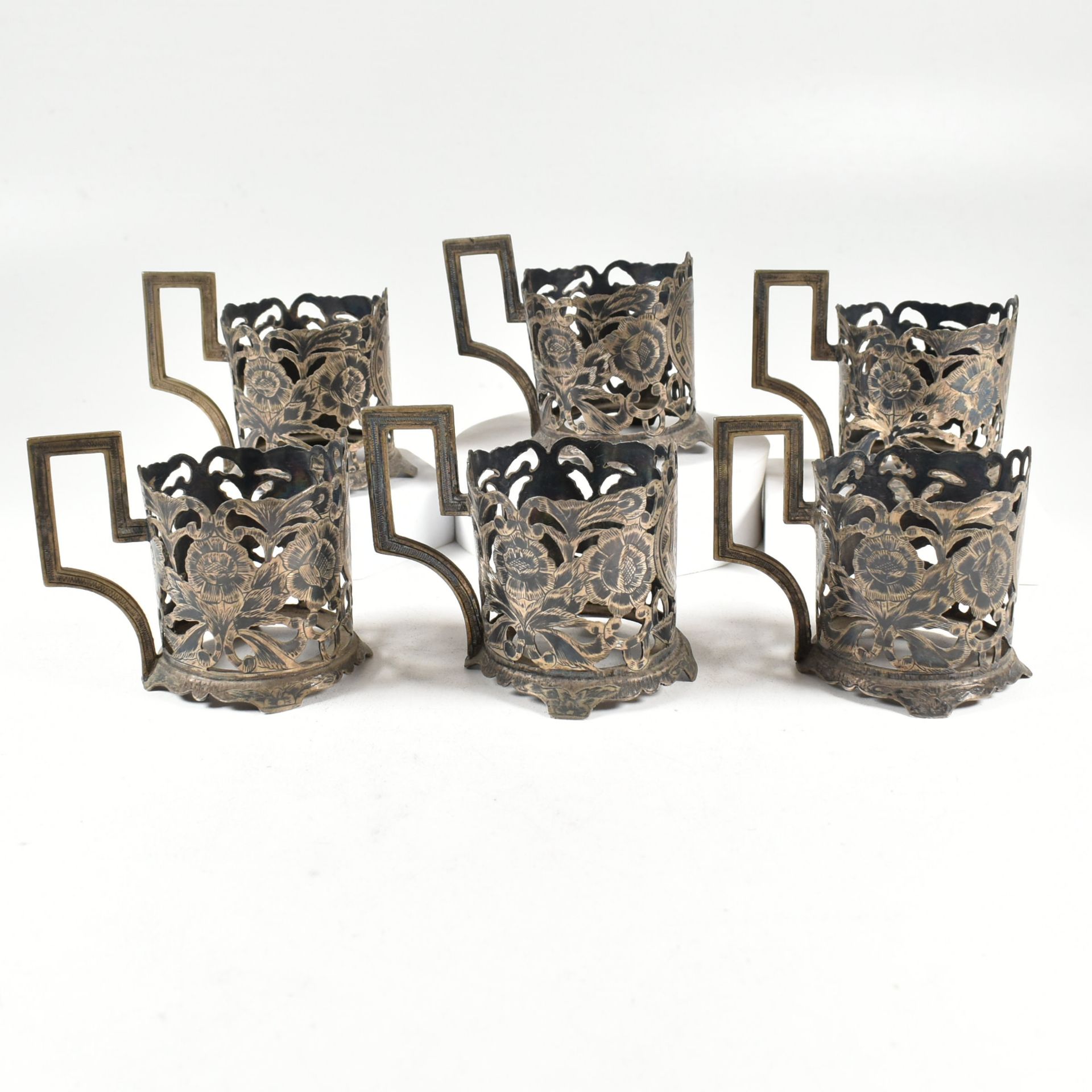 PERSIAN WHITE METAL NIELLO TEA SET - Image 8 of 18