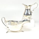 GEORGE V HALLMARKED SILVER SAUCE BOAT & CREAMER