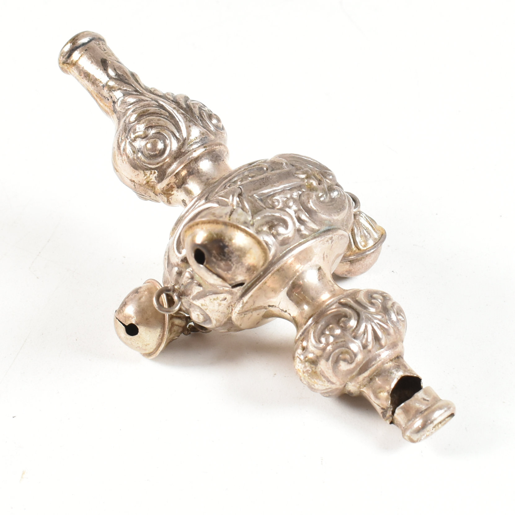 GEORGE V HALLMARKED SILVER BABYS COMBINATION RATTLE WHISTLE - Image 4 of 6