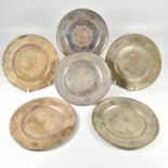 SET OF SIX PERSIAN SILVER SIDE PLATES