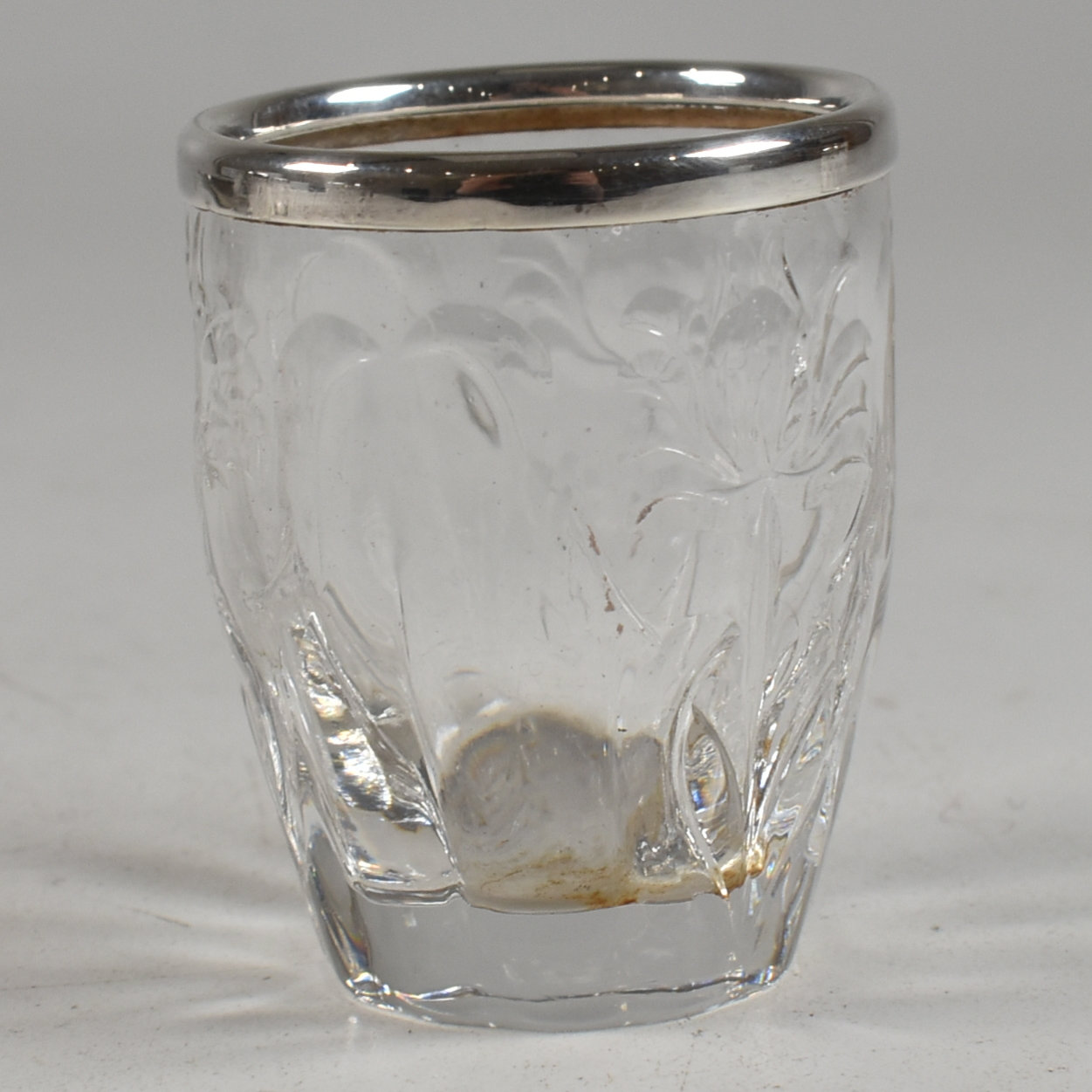 EDWARDIAN CASED SILVER MOUNTED TOT GLASS & TRAY SET - Bild 10 aus 15