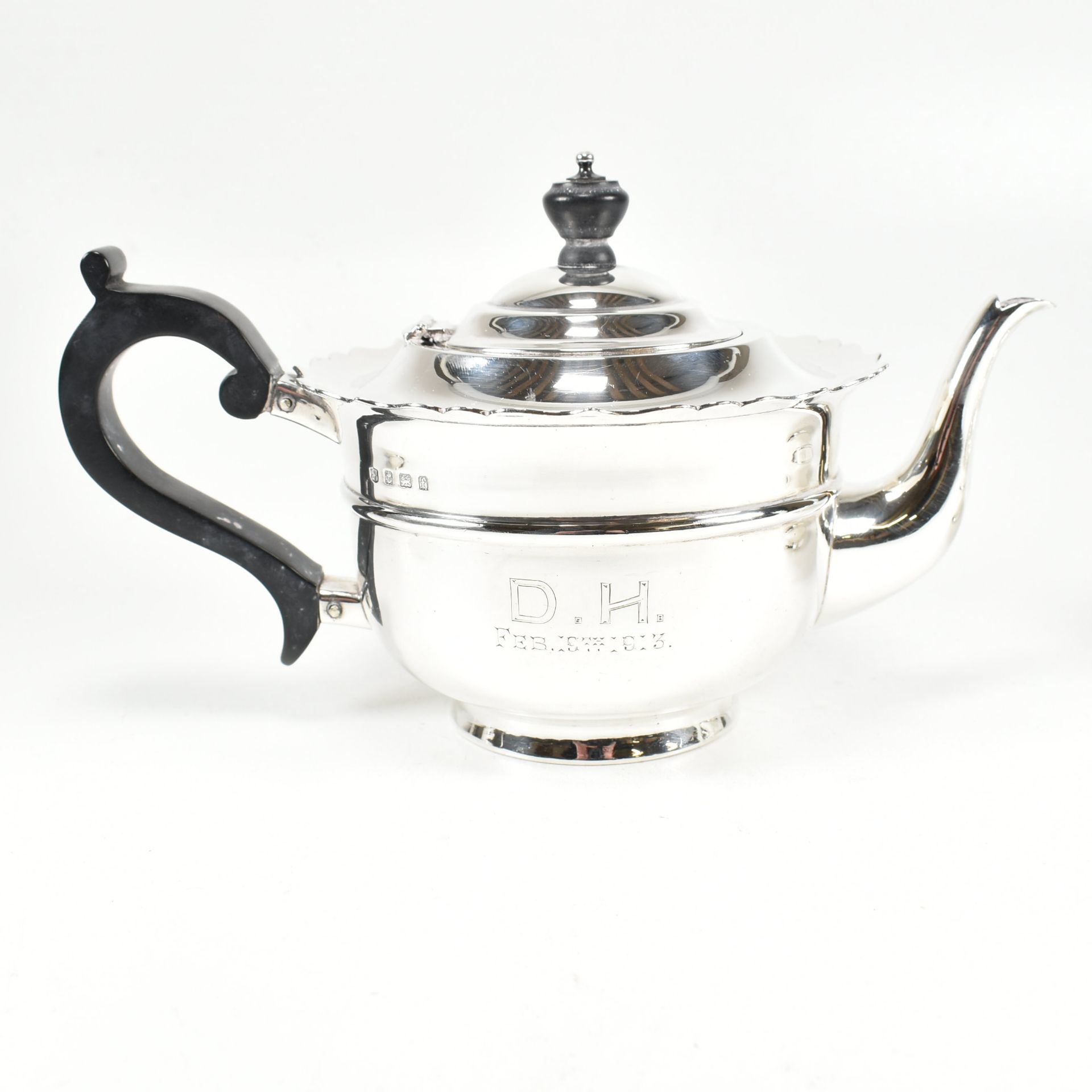 EARLY 20TH CENTURY HALLMARKED SILVER TEA SERVICE - Image 4 of 9